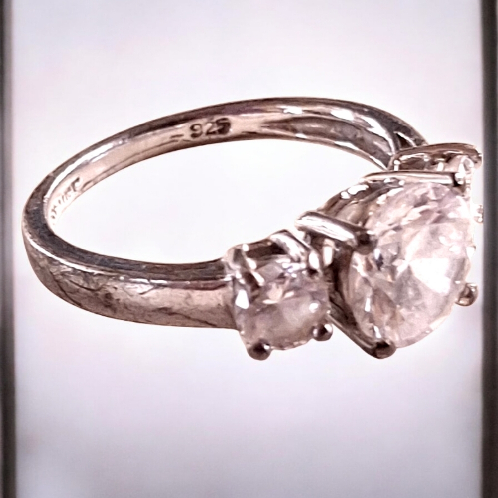 Vintage Signed STAUER Sterling Silver 925 3 Stone Ring Size 73.4 grams Size 7 - Picture 4 of 10